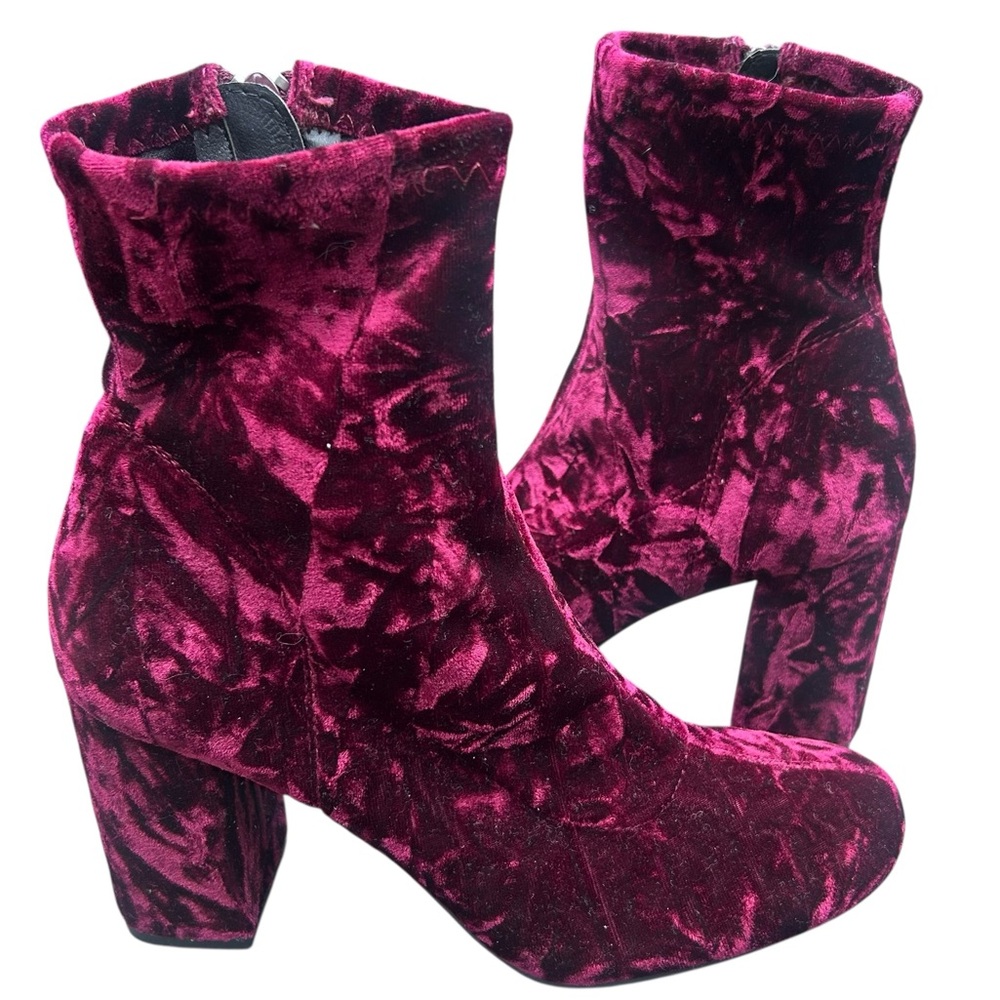 MIA Velvet Burnout Boots 8 Burgundy Whimsigoth Gothic Vamp Witchy Boho - Picture 3 of 15